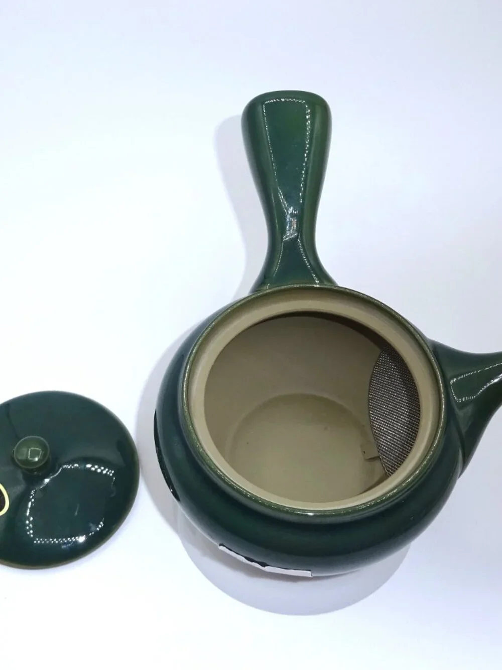 Japanese Kyusu Tokoname Style Green Ceramic Side Handle Teapot Tea Pot